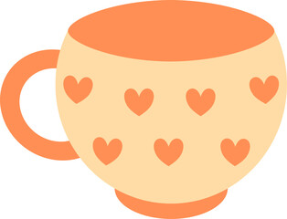 Orange cup with hearts pattern