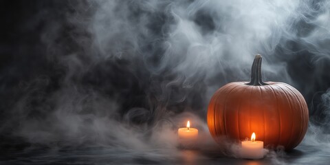 Spooky Halloween Pumpkin with Candles created by ai