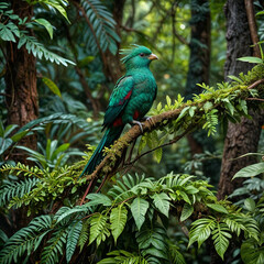 Obraz premium Ave quetzal de Guatemala en bosque
