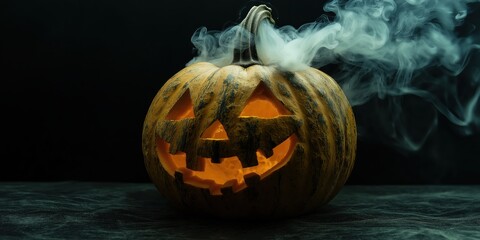Spooky Halloween Pumpkin with Candles created by ai