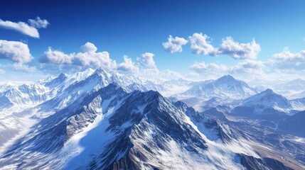 Naklejka premium Breathtaking mountain view showcasing majestic peaks under a clear blue sky, perfect for nature enthusiasts and adventurers.