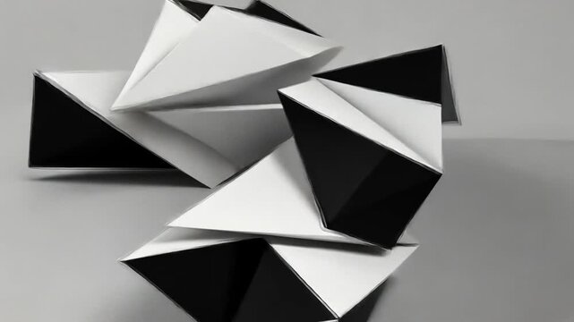 Black and white abstract vintage origami pattern with Motion design animation