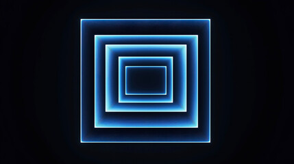 blue glowing geometric shape on black background, scientific and futuristic