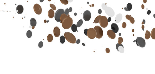 Multicolor confetti abstract background with a lot of falling pieces, isolated on a white background. Festive decorative tinsel element for design