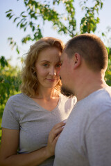 Fototapeta premium a middle-aged couple in love in the garden