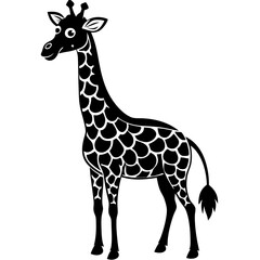 Funny giraffe silhouette art vector illustration