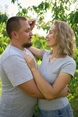 Fototapeta premium a middle-aged couple in love in the garden