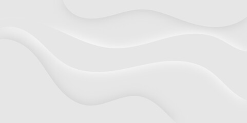White and light gray abstract paper wave luxurious background. Smooth and clean modern abstract wave curve lines banner design.