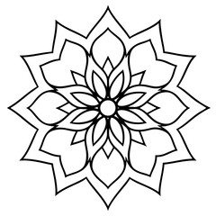 Mandala line art silhouette with white background