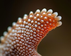 Close-up view of a marine creature's texture, showcasing intricate patterns and colors of its unique skin.