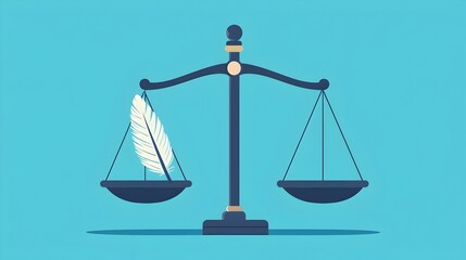 Balanced Scales of Justice Symbolizing Fairness and Lightness in Flat Design