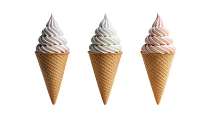 Minimalist ice cream cones with clean lines and transparent background PNG

