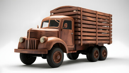 Professionally crafted 3D wooden model of Storage truck, with white background.