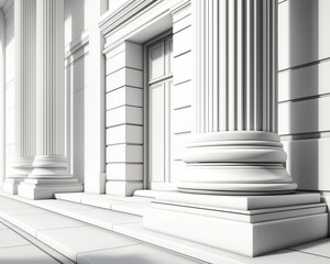 Obraz premium Elegant architectural columns with detailed craftsmanship, showcasing a classic design and inviting entrance.