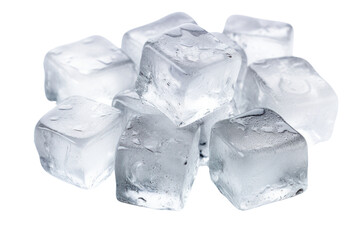 Obraz premium Crushed ice cubes in clear glass, sparkling in sunlight, isolated on white background.