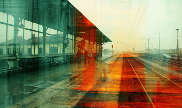 Airport, Train station, non-place, Relativistic time, Multiple exposure, art photography