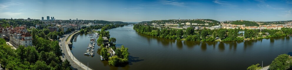 Fototapeta premium prague panorama from vysehrad towards podoli over vltava