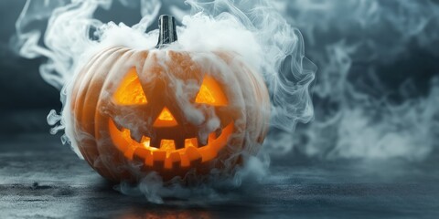 Spooky Halloween Pumpkin with Candles created by ai