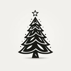 Fototapeta premium Christmas Tree Sketched Icon Hand Drawn, Xmas Tree Doodle Sketch Graphic Element, New Year Scribble Fir