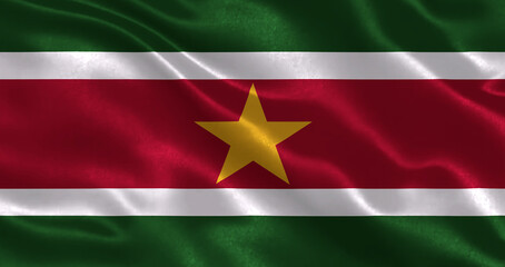 National flag of Suriname waving in wind