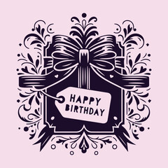 Illustration of Vintage Birthday Celebration Card with gift boxes and place for text