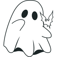 Cute Halloween Ghost Outline
