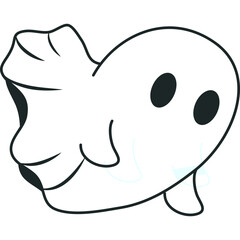 Cute Halloween Ghost Outline
