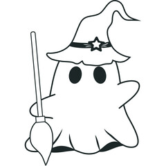 Cute Halloween Ghost Outline
