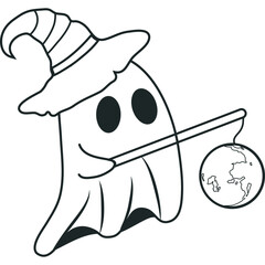 Cute Halloween Ghost Outline

