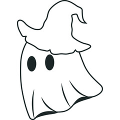Cute Halloween Ghost Outline
