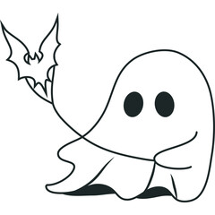 Cute Halloween Ghost Outline
