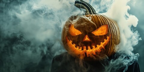 Spooky Halloween Pumpkin with Candles created by ai