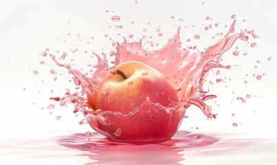 3D render Realistic of Peach splash best for commercial and Design purpose isolated on white background