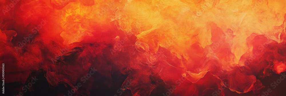 Sticker Abstract Fire and Smoke Background - A fiery abstract background with vibrant red, orange, and yellow hues. The image evokes a sense of energy, passion, and intensity, with swirling smoke-like forms c