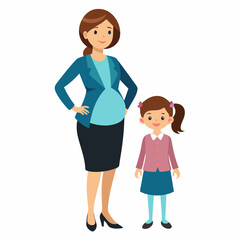 Pregnant mother wearing suit and skirt art vector illustration