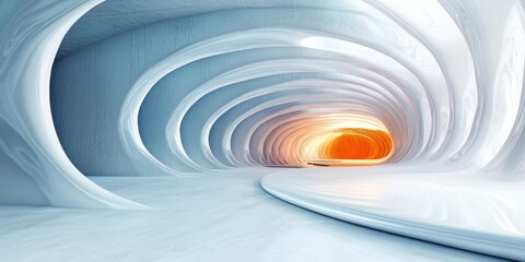Obraz premium A futuristic abstract tunnel featuring smooth curves and a warm glow, ideal for digital art and creative projects.