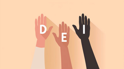 Obraz premium Three hands of different skin tones holding 