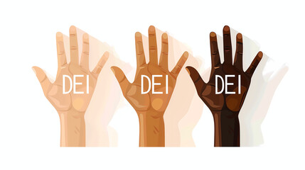 Obraz premium Three hands of different skin tones holding 