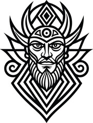 mythology modern tribal tattoo illustration black and white