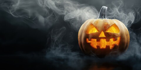 Spooky Halloween Pumpkin with Candles created by ai