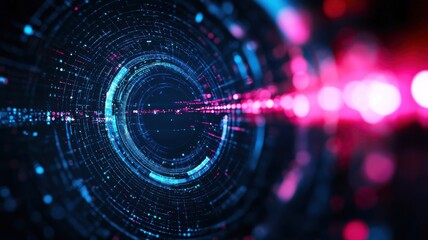 Obraz premium Abstract digital background featuring vibrant lights and patterns, illustrating technology and innovation in a modern context.
