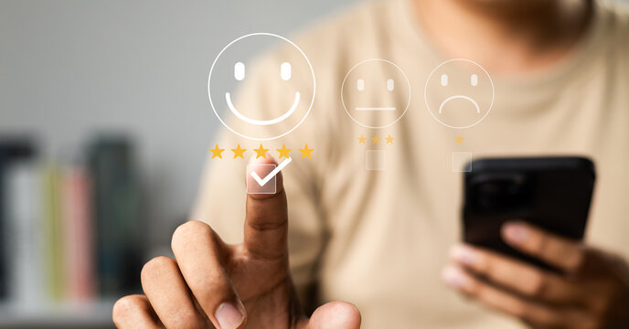 Users rate service experiences on online application for customer feedback and satisfaction for enhanced service, Quality service evaluation Through customer satisfaction surveys on online platforms.