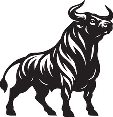 Aggressive bull icon silhouettes vector illustration