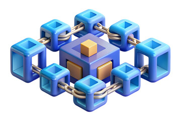 Obraz premium Abstract Blockchain Elements Concept with AI Driven Security and Data Integrity on White Background - Flat Vector Illustration for Smart Business