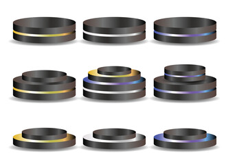 Set of 3D product podium. vector illustration