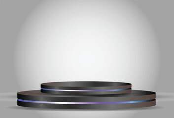 Set of 3D product podium. vector illustration