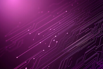 Abstract image of a circuit board with glowing lines and nodes on a pink gradient background. The intricate network of connections creates a modern, tech-inspired visual. Copy space available