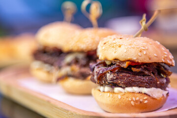 Hamburger and finger food