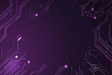 Obraz premium Abstract image of a circuit board with glowing lines and nodes on a pink gradient background. The intricate network of connections creates a modern, tech-inspired visual. Copy space available