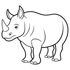 Rhinoceros line art vector illustration